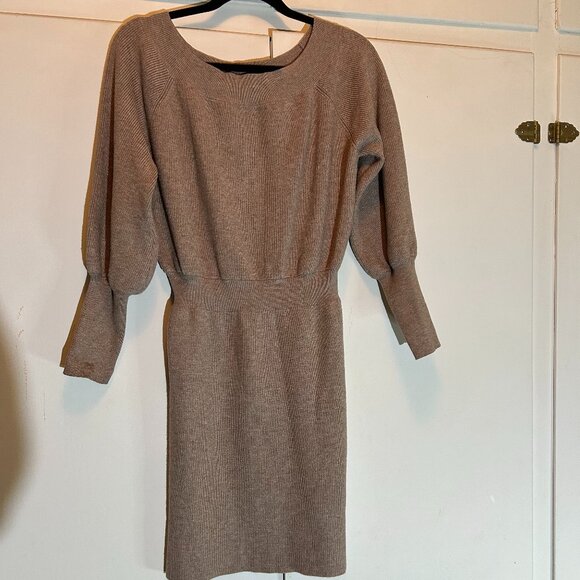 Blu Ivy Tan Body Con Sweater Dress - Picture 1 of 7